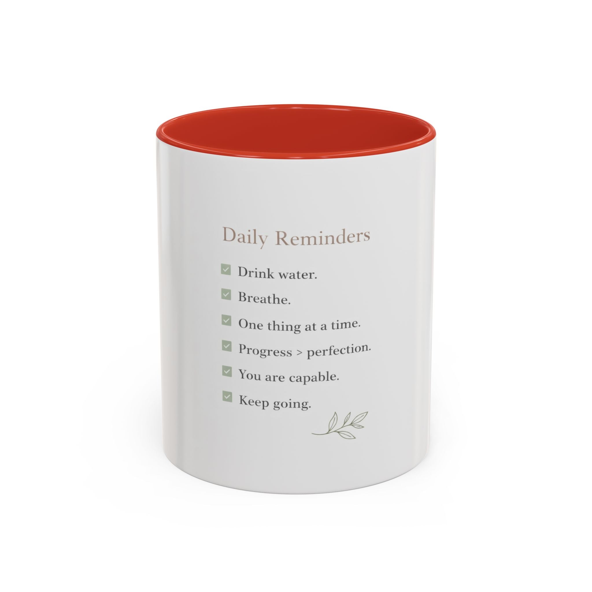 Daily Reminder Accent Mug (11oz) | Color-Pop Coffee Cup for Calm, Focus & Morning Rituals