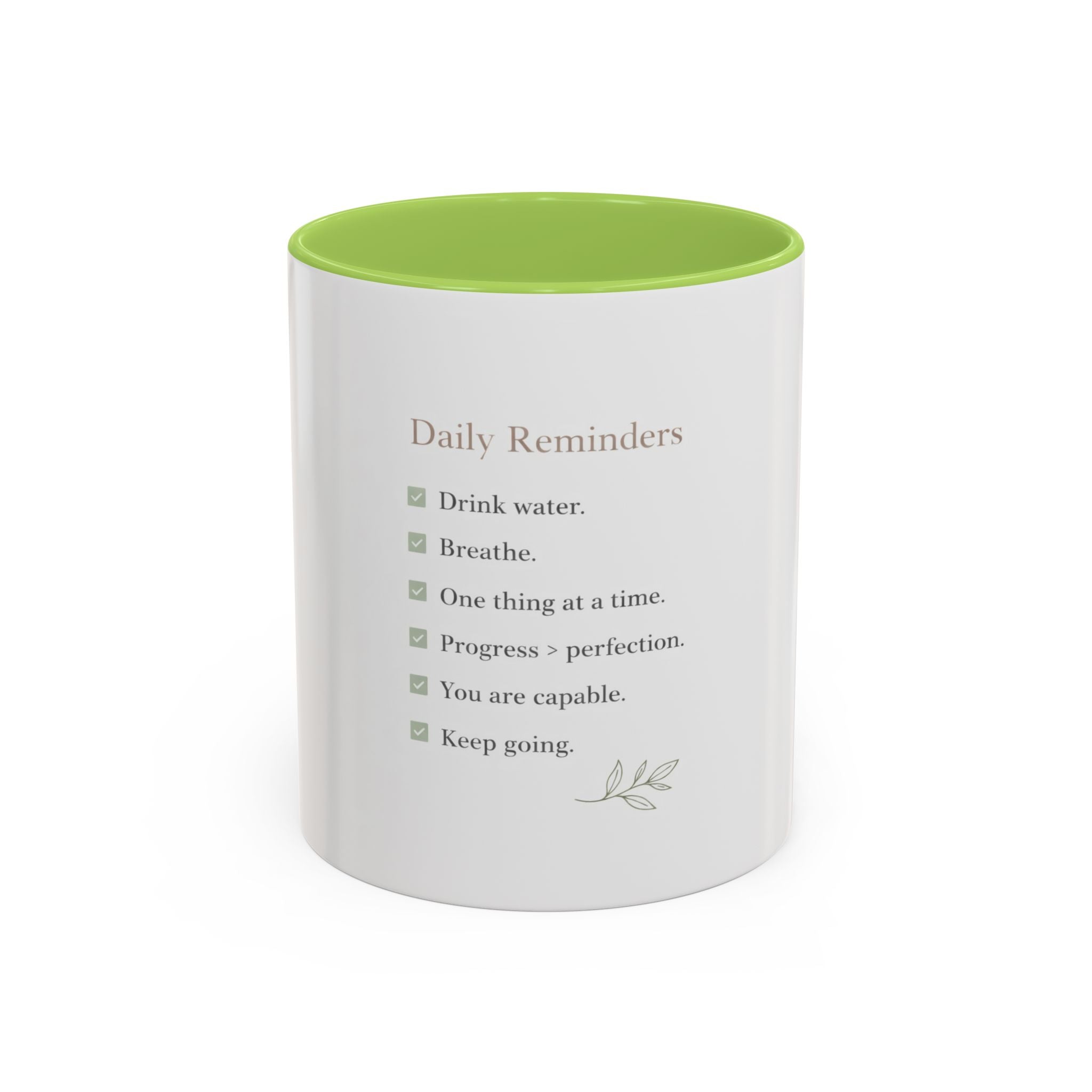 Daily Reminder Accent Mug (11oz) | Color-Pop Coffee Cup for Calm, Focus & Morning Rituals