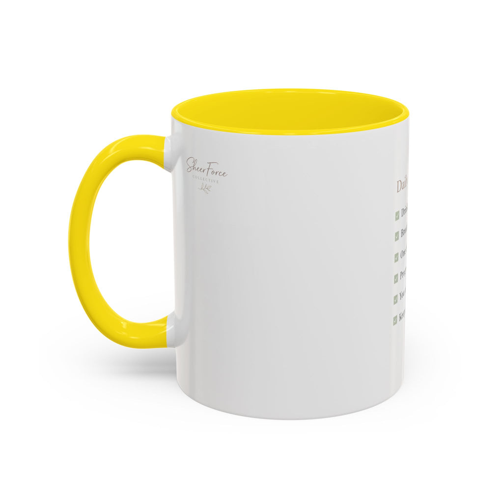 Daily Reminder Accent Mug (11oz) | Color-Pop Coffee Cup for Calm, Focus & Morning Rituals