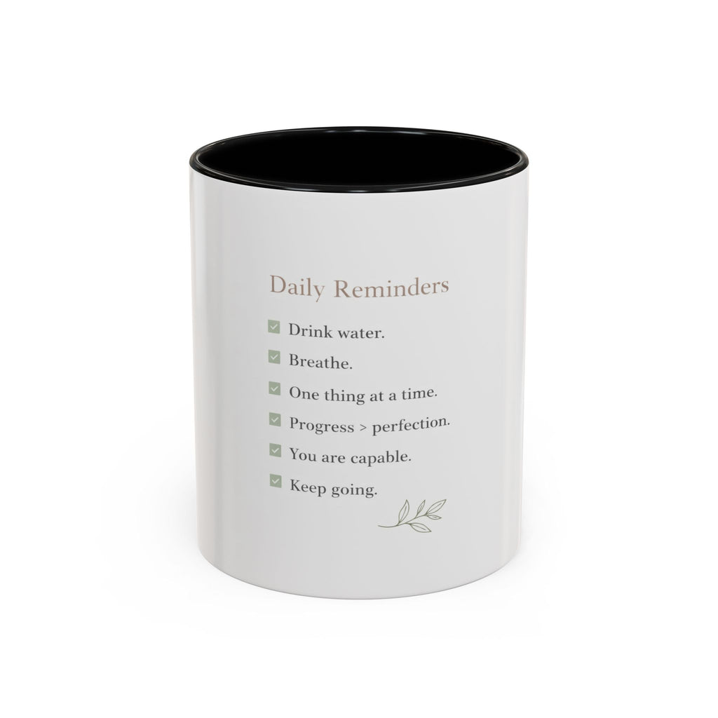 Daily Reminder Accent Mug (11oz) | Color-Pop Coffee Cup for Calm, Focus & Morning Rituals