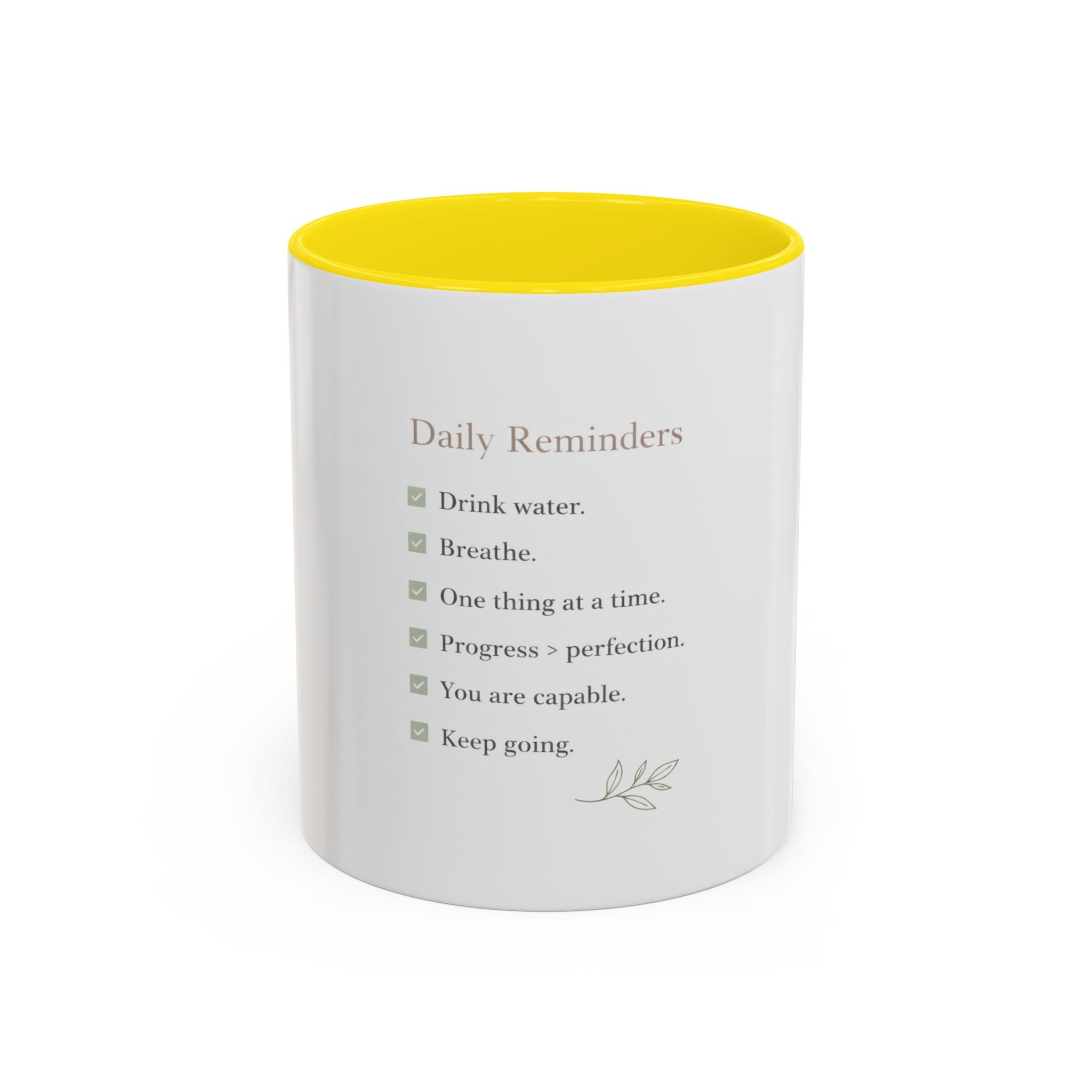 Daily Reminder Accent Mug (11oz) | Color-Pop Coffee Cup for Calm, Focus & Morning Rituals
